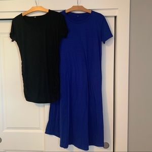 Maternity Bundle Blue Dress-Black Shirt Size Med